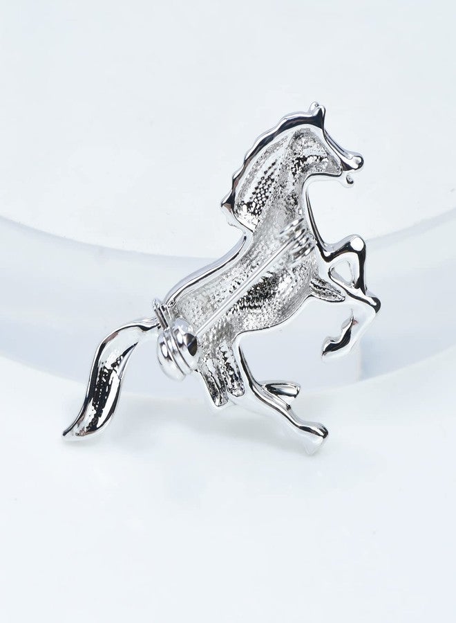 VVCome Vintage Handcrafted Horse Brooch and Lapel Pins Animal Breastpin Costume Accessories Jewelry Gifts for Men Women (Silver) - Image 4